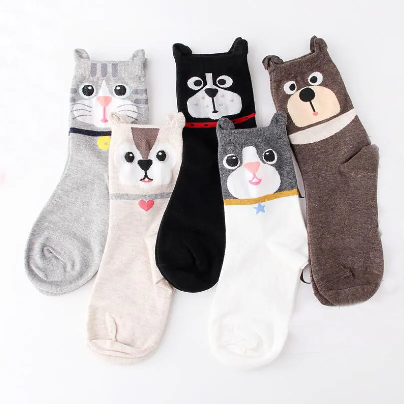 Носки MYORED с рисунками животных женские хлопковые короткие носки без пятки летние