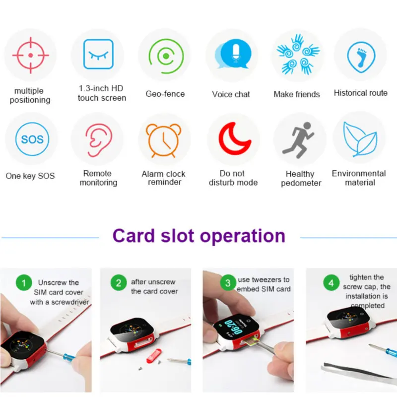 IP67 водонепроницаемые Смарт часы GPS LBS Детские детские для детей экстренный вызов