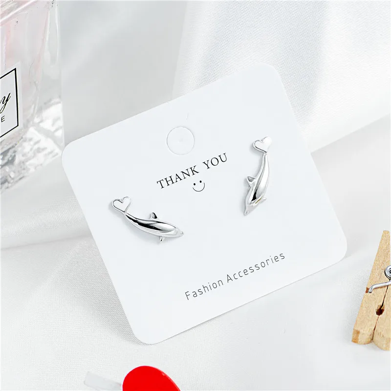 Милые женские серьги с дельфинами 100% Стерлинговое Серебро 925 пробы модные