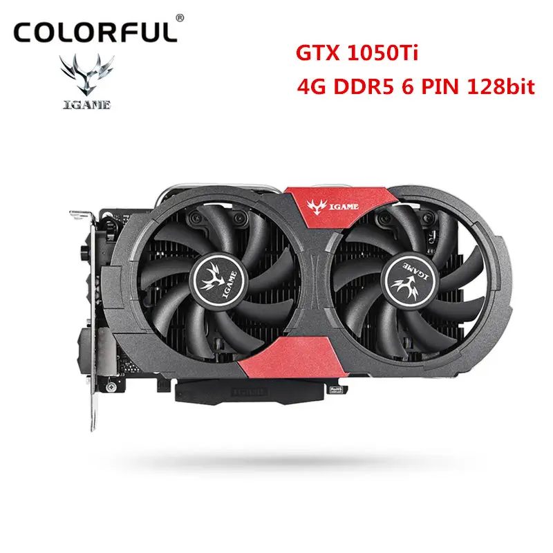 Красочные NVIDIV Geforce GTX 1050Ti Desktop Графика карты 128bit 4G DDR5 7000HMz 6Pin видеокарта с 3 кулер