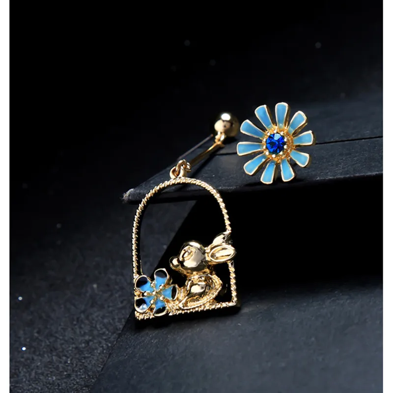 XQ модные новые Асимметричные Длинные серьги с цветком кролика