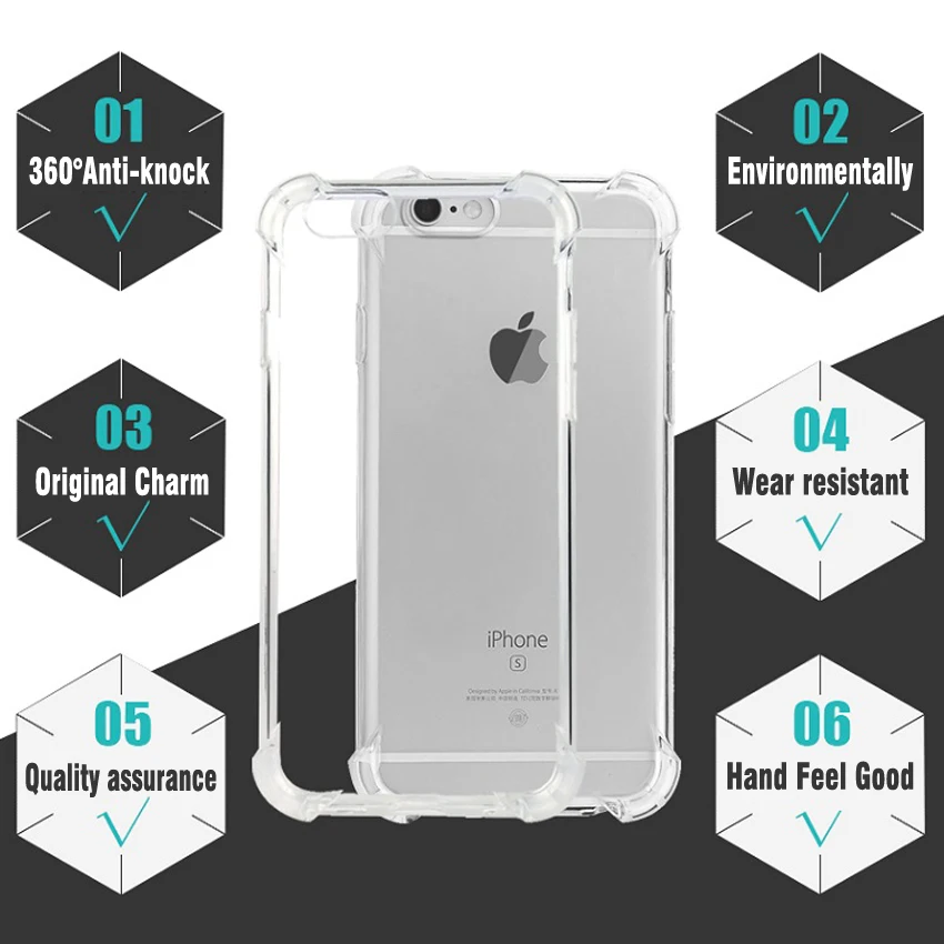 Ударопрочный чехол для iphone X 7 6 6s Plus Защитные чехлы мягкий TPU 8 на