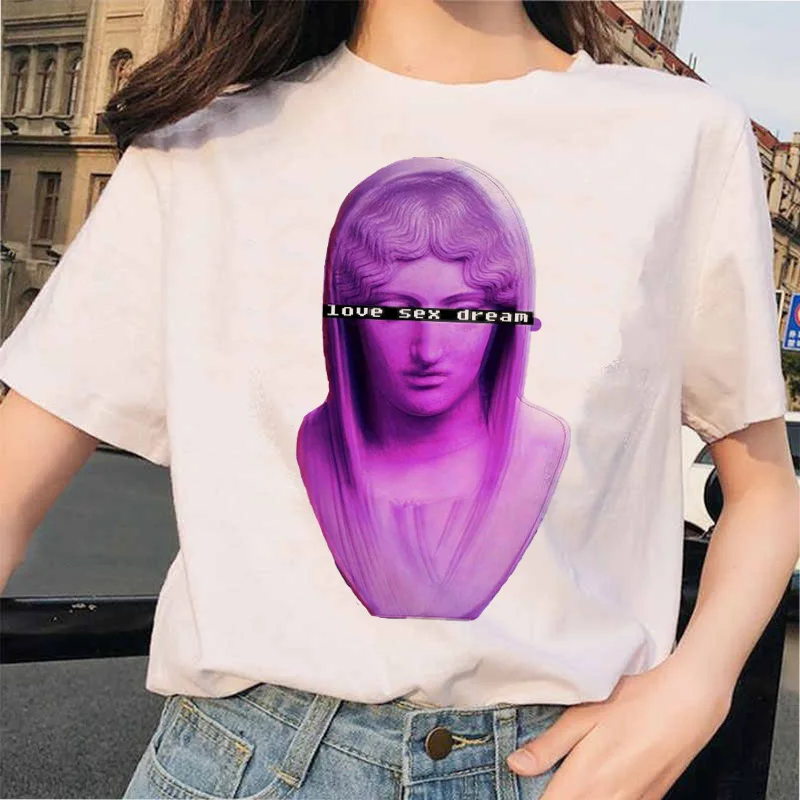 Michelangelo Vaporwave Футболка женская футболка женская Давид каваи корейский harajuku Графический ulzzang 90s эстетические рубашки