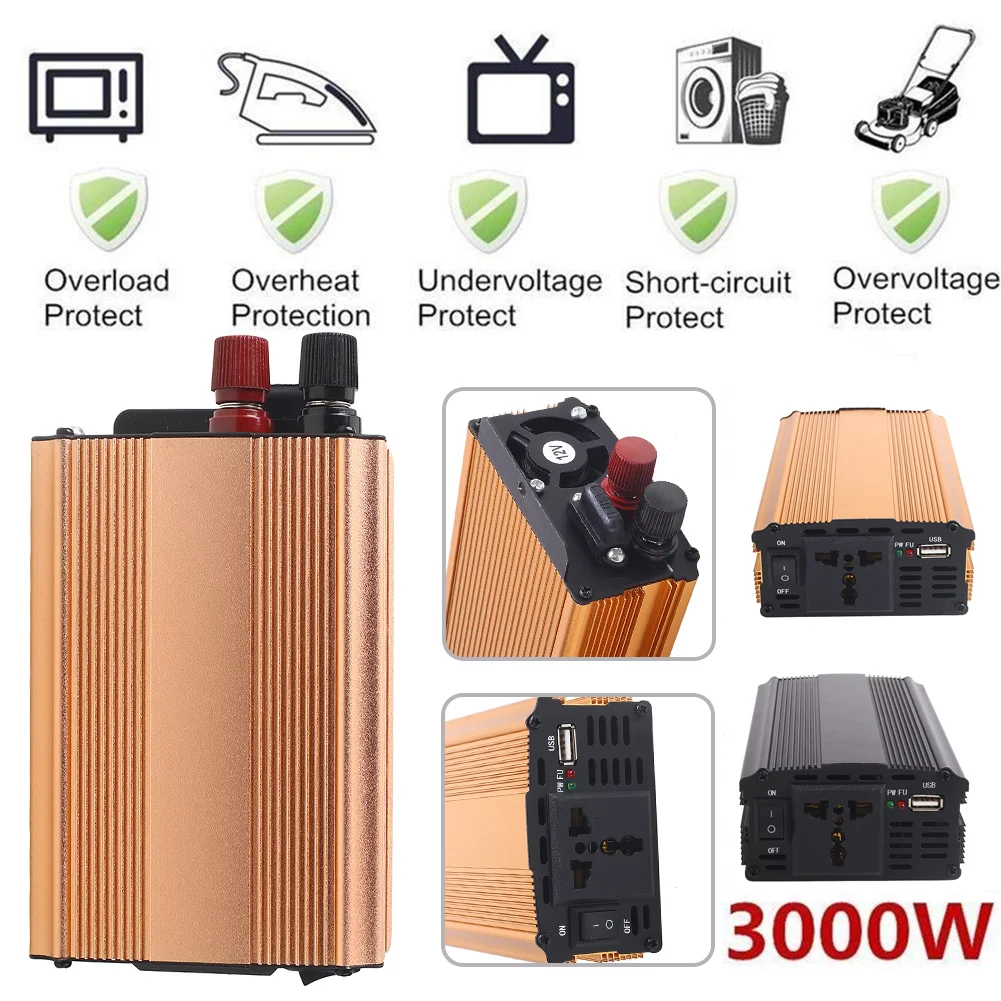 600 Вт DC12V к AC 220 В черный синусоидальный инвертор автомобильный трансформатор