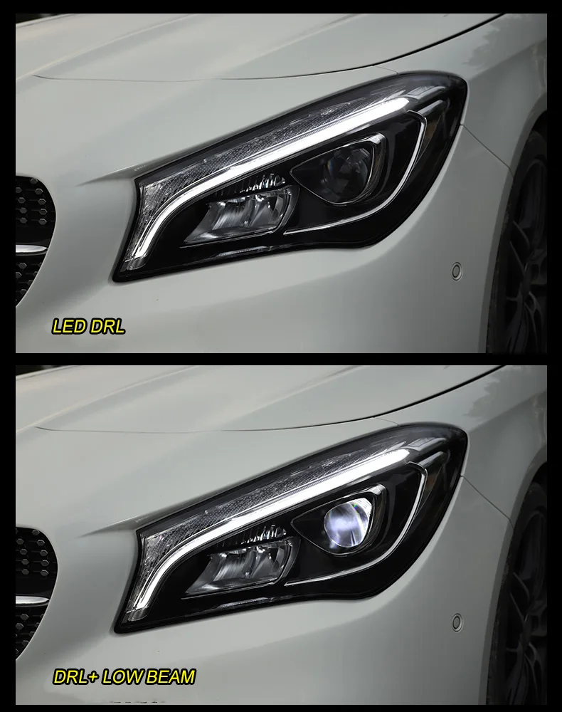 Автомобильный Стайлинг фара для Benz CLA- фары все светодиодный Benz CLA фары дневного света DRL Bi-светодиодный объектив