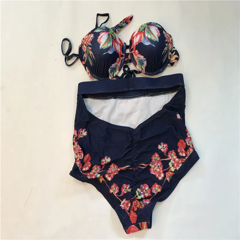 2017 Ретро стиль Женский цельный Монокини купальник полый пуш ап бикини с