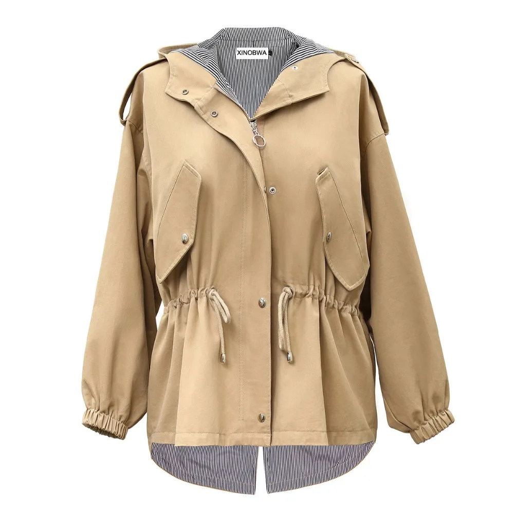 Новинка 2018 Осенняя женская обувь модная зимняя куртка с капюшоном и карманами