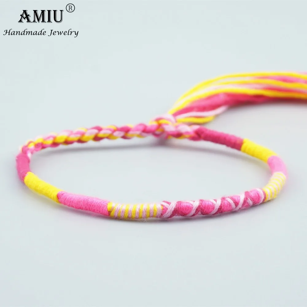 Ювелирные изделия AMIU, хлопковые браслеты дружбы, ножной браслет, браслеты в богемном стиле, плетеный браслет ручной работы для женщин и мужчин