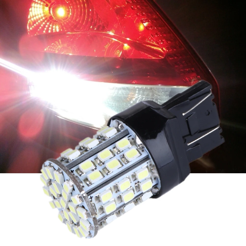2 шт./лот T20 W21W 7443 7440 LED 64 SMD 1206 Автомобильная задняя стоп сигнальная лампа белая 12 В 1