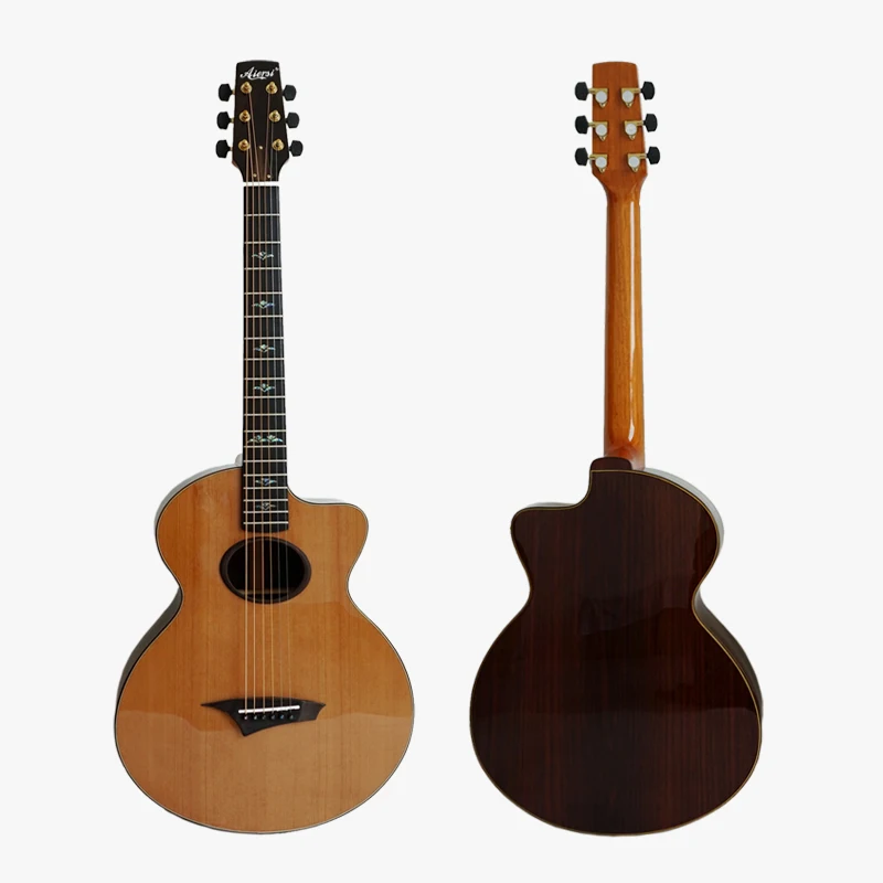 Aiersi бренд маленький размер все твердые Винтаж Дизайн Fingerstyle Акустическая гитара