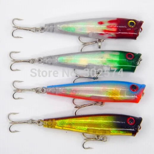 4 шт./лот лазер пластиковые рыболовные приманки рыбы искусственный поппер япония