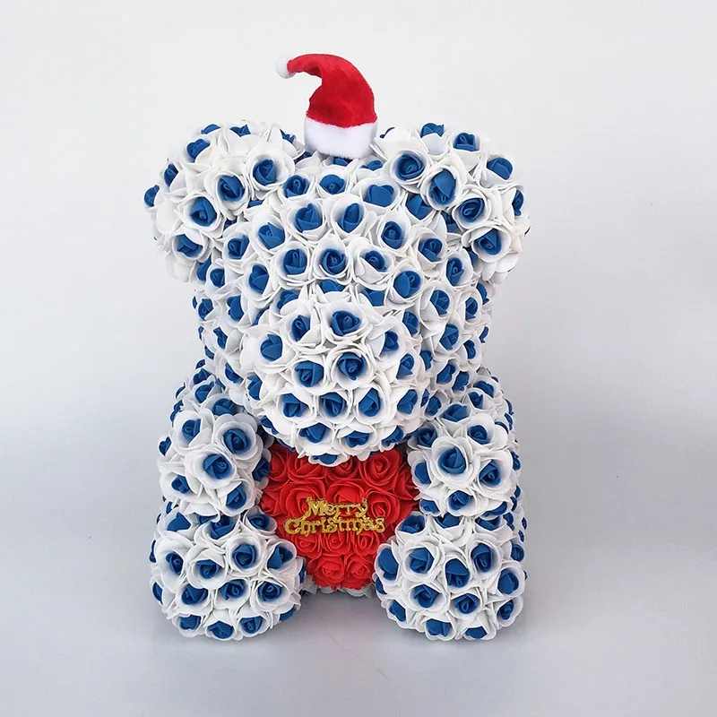 royal blue1 Плюшевый медведь Роза медведь с сердцем искусственные розы Пена розы цветок Рождество украшение для дома Рождественский подарок - Цвет: royal blue1