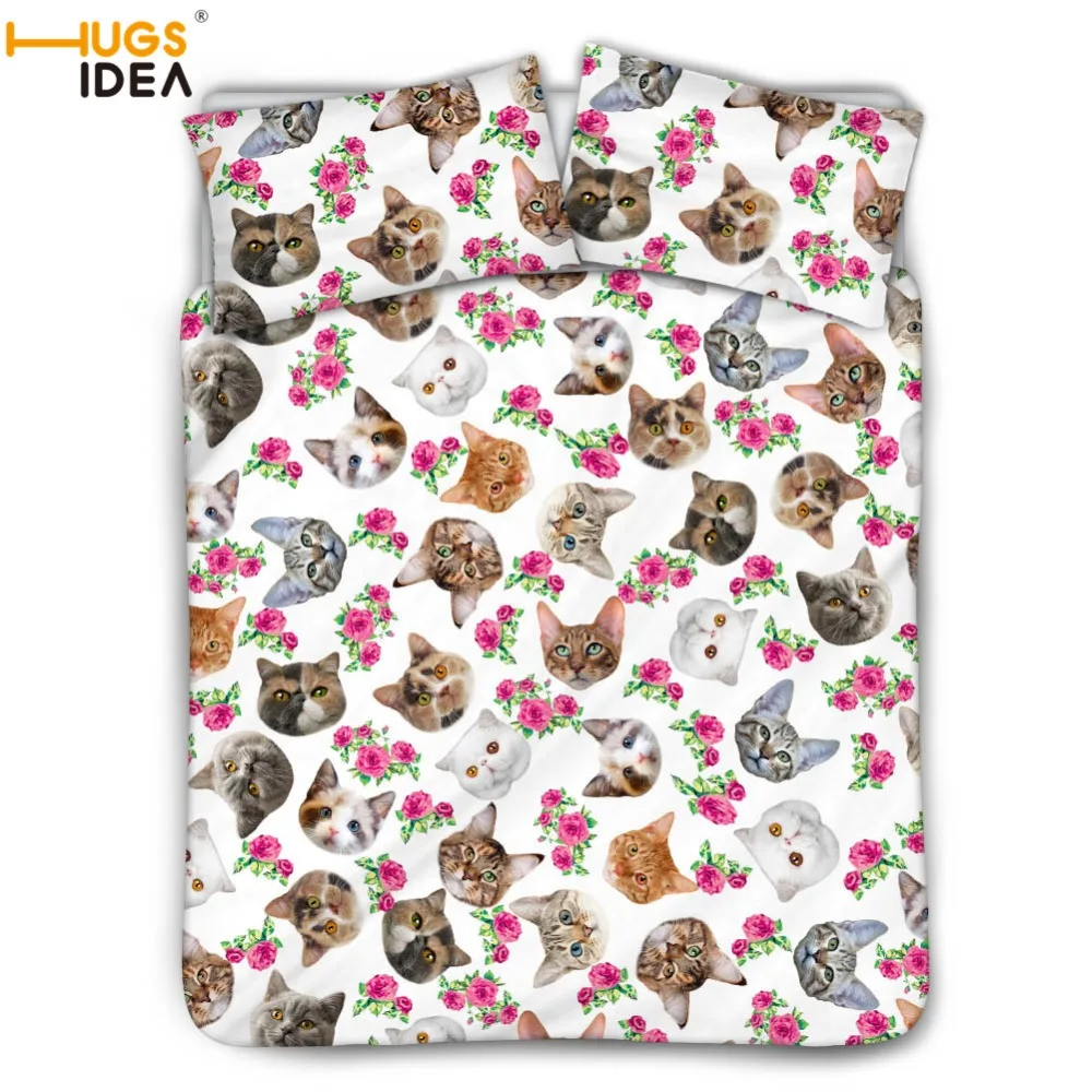 

Комплект постельного белья HUGSIDEA, королевский комплект с красочными цветами, пододеяльником и наволочкой в виде кошки, Комплект постельного...