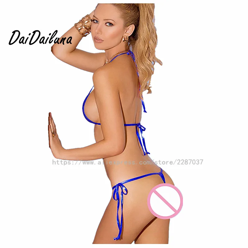 Горячая Распродажа сексуальное женское белье из искусственной кожи три точки