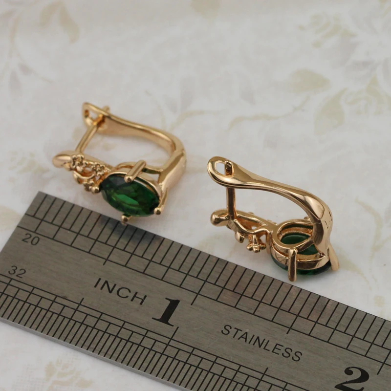 Великолепная Chic хороший зеленые камни CZ обруч серьги желтый золотой