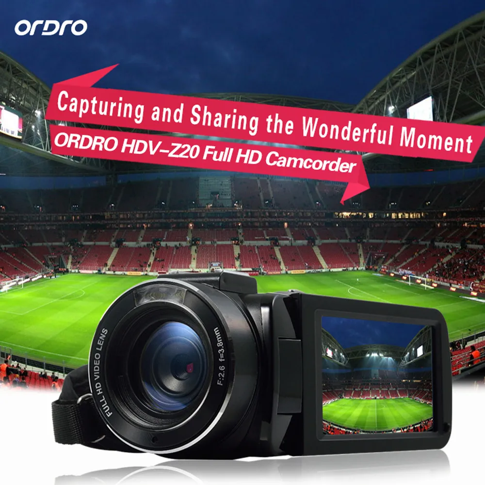 Видеокамеры Ordro Φ 1080p 30fps FHD видеокамеры с внешним микрофоном и широкоугольным
