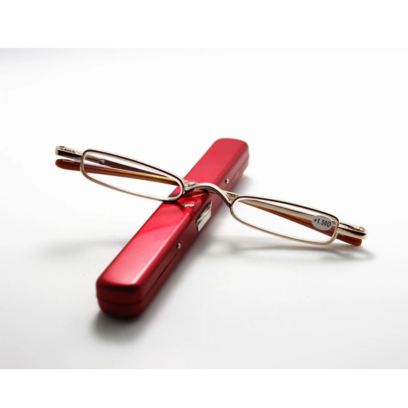 Очки для чтения в металлической оправе мужчин и женщин ультралегкие с чехлом |