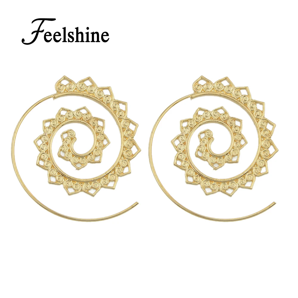 Feelshine панк рок заявление Серьги кольца золото Цвет Круг Сердце Форма богемный для