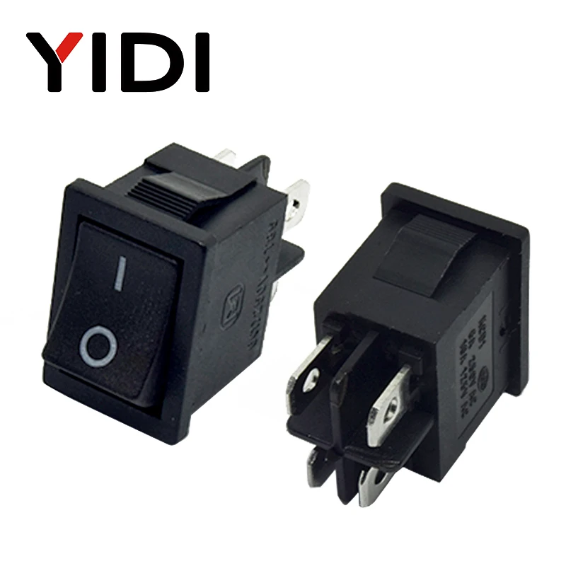 6A 250VAC KCD1-104 кулисный переключатель 4pin вкл. Выкл дпст 12 В 220 В красная лампа черный защелкивающий 15x21 двухпозиционный переключатель - Color: Black
