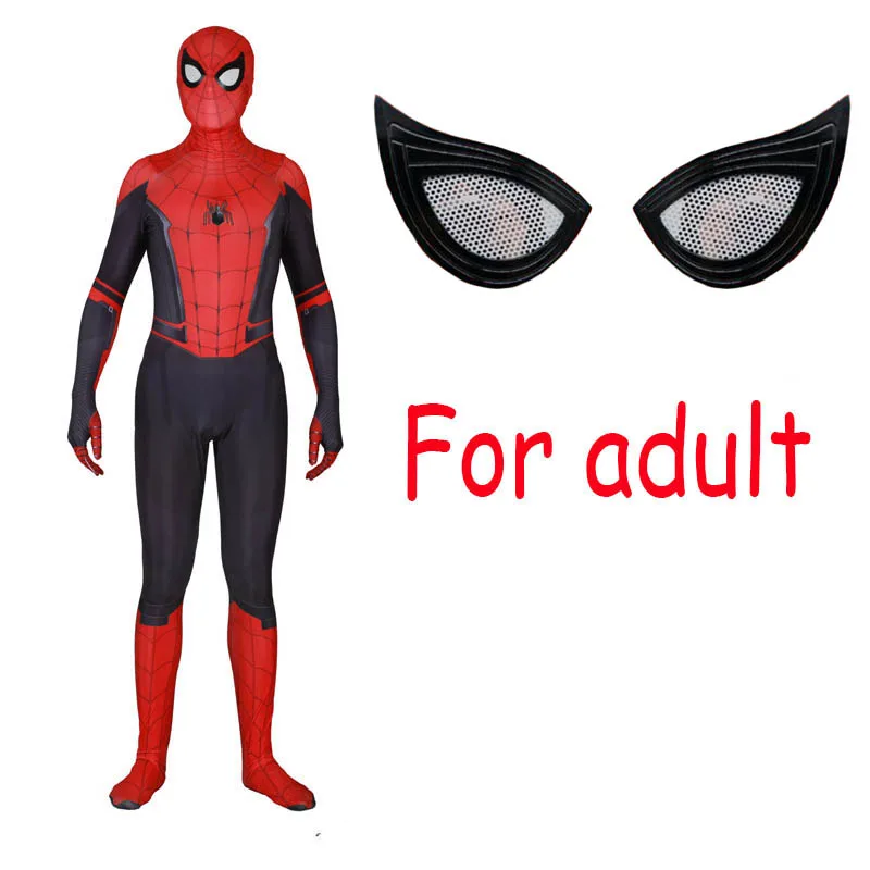 Conjoined mask adult Костюм паука человек вдали от дома маска для косплея человек паук супергерой Питер Паркер Zentai боди Хэллоуин для взрослых мужчин и детей - Цвет: Conjoined mask adult