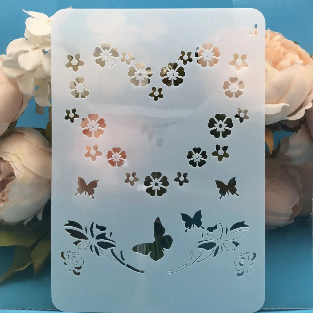 4Pcs/Set 20x14cm Butterfly DIY Layering Stencils Painting Scrapbook Coloring Embossing Album Decorative Card Template | Письменные
