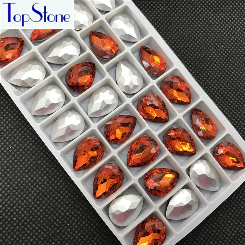Оранжевый цвет стеклянный кристалл в форме слезы заостренные Стразы 5x8 6x10 8x13 10x14