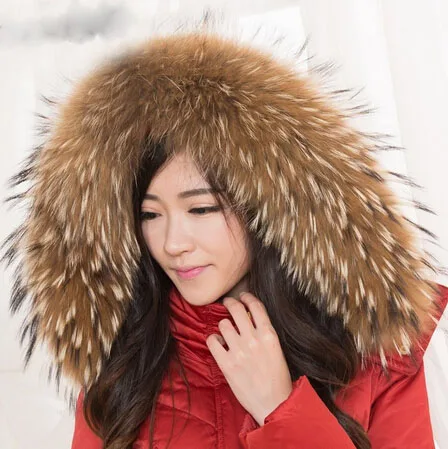 Женский меховой шарф зимний теплый из 100% натурального меха енота 80*16 см|raccoon fur