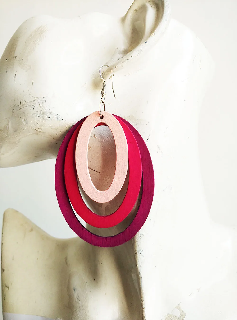 Серьги из Овального дерева 6 цветов разноцветные модные европейские деревянные