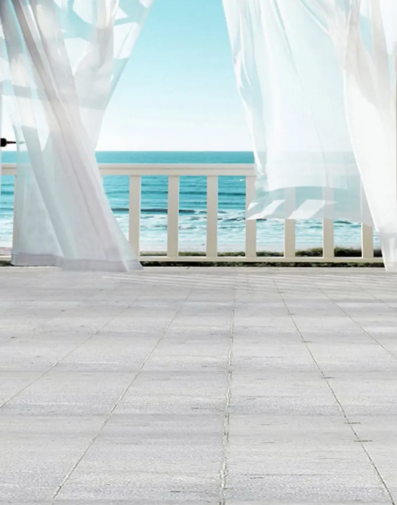 

5x7ft Sea White Curtain Photography Backdrops Photo Props Studio Background