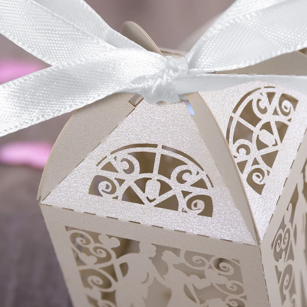 100 шт. роскошный дизайн для пар лазерной резки свадьба сладости конфеты