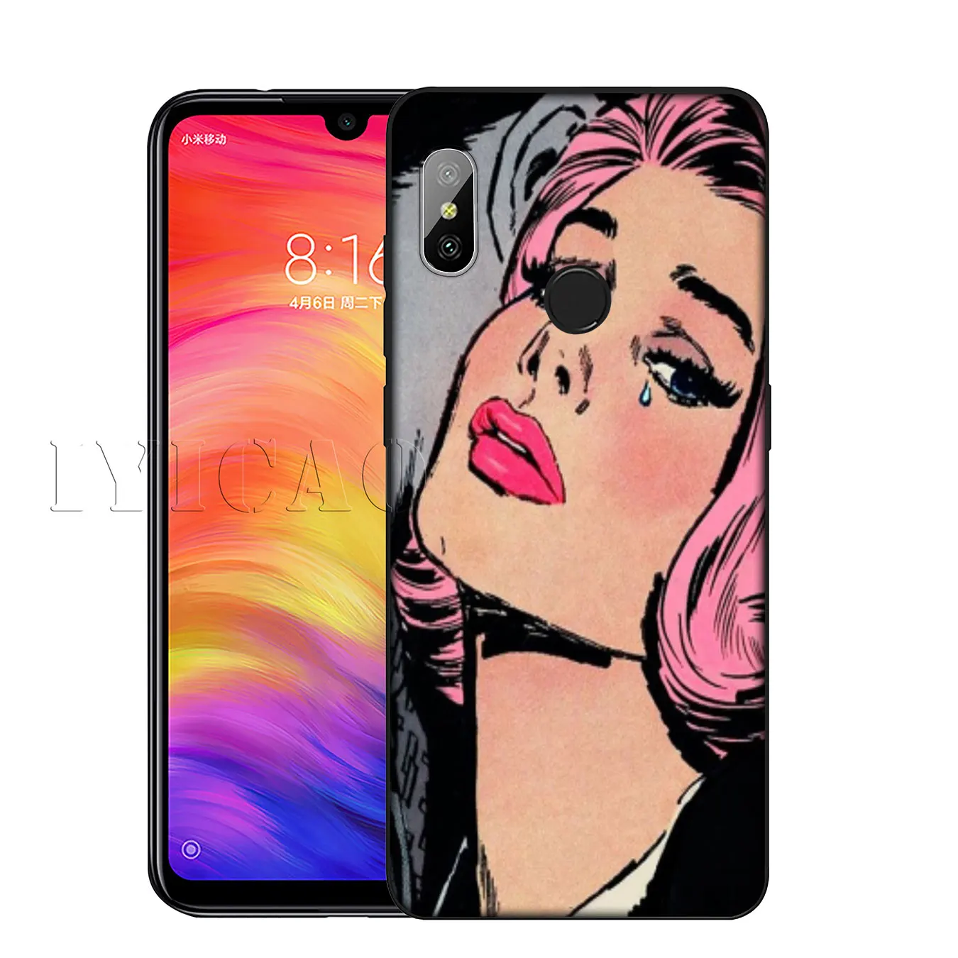 IYICAO Vintage Pop Art Crying Girl Sad Soft Phone Case for Xiaomi Mi 10 9 9T CC9 CC9E 8 SE A3 Pro A1 A2 Lite 6 pocophone f1 |