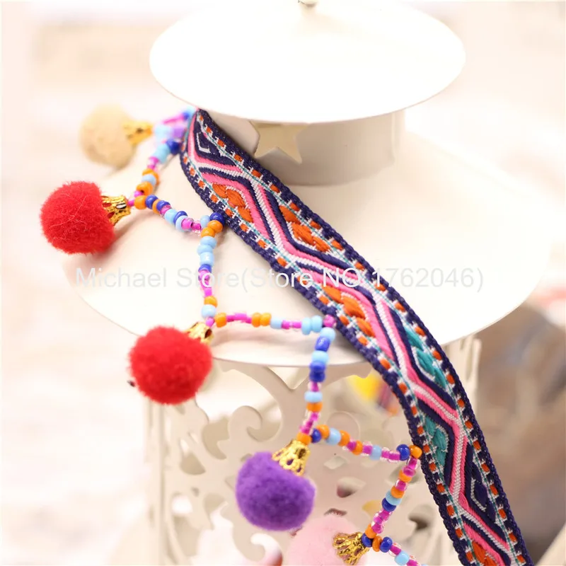 10 ярдов 4 см бусины-Помпоны ручной работы из полиэстера | Дом и сад