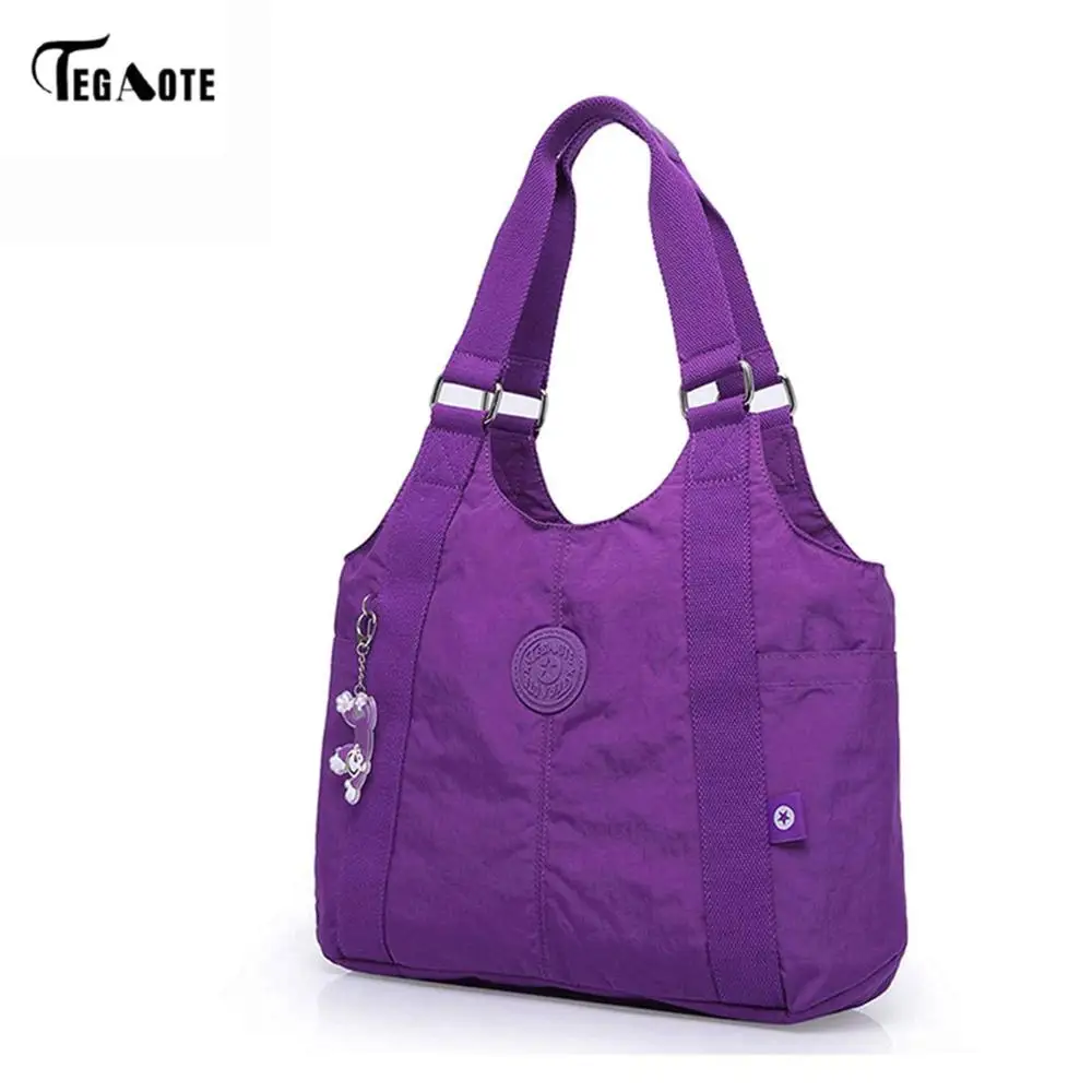 Light purple TEGAOTE, женская сумка через плечо с верхней ручкой, роскошные сумки, дизайнерские, нейлоновые, пляжные, повседневные, тоут, Женский кошелек, Sac Femme Bolsa Feminia - Цвет: Light purple