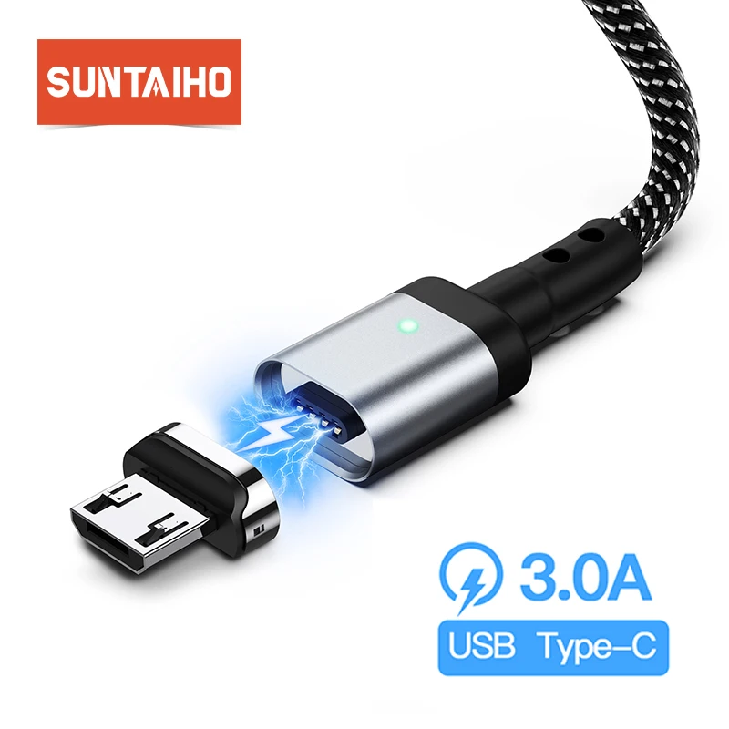 Suntaiho 3A магнитное зарядное устройство Micro USB кабель для Xiaomi Samsung Huawei HTC LG Быстрая