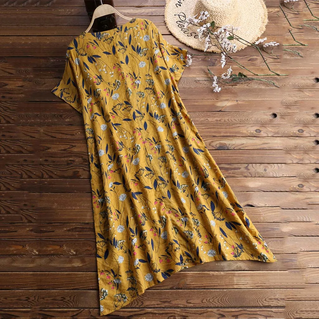 Женское платье с цветочным принтом Boho повседневное пляжное для вечеринки лето