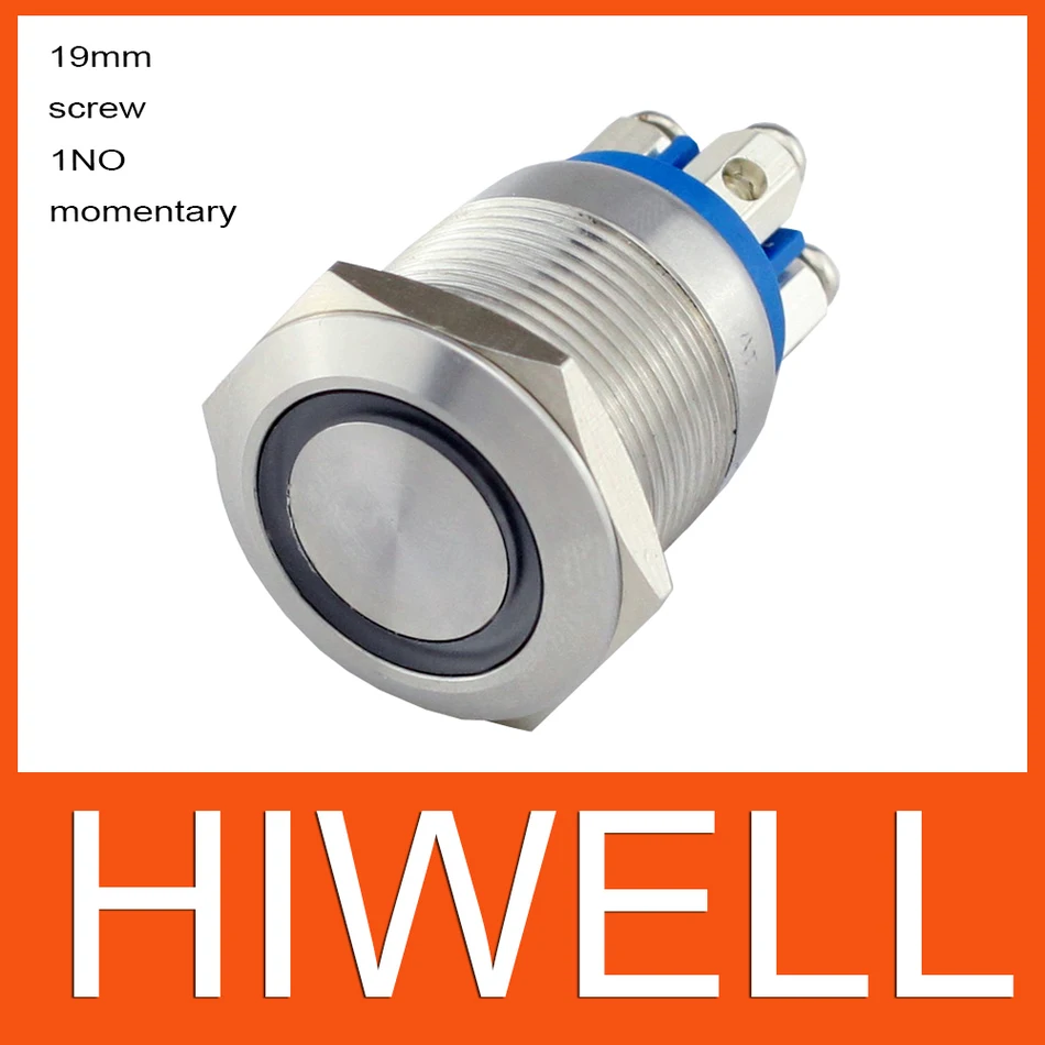 Светодиодный кнопочный переключатель антивандальный 19 мм Φ 1NO|screw switch|screw terminalscrew