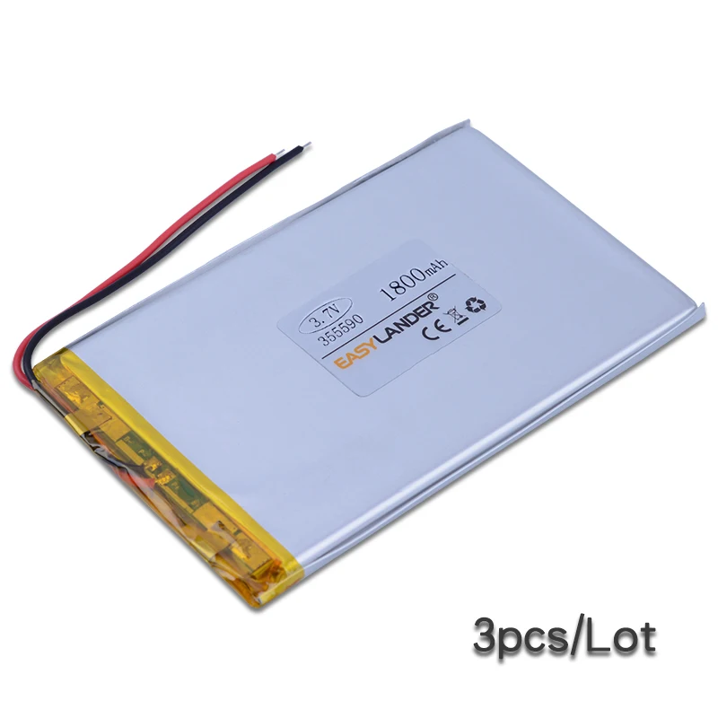3 шт./лот 7 V 1800mAh 355590 полимерный литий ионный аккумулятор для Bluetooth ноутбука