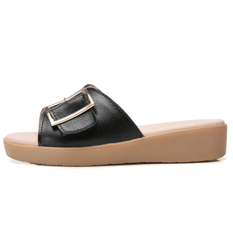 Летние кожаные сандалии-шлепанцы сабо для женщин сбалансированная обувь