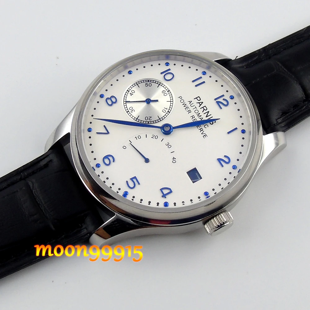 Автоматические Мужские часы parnis P08 с белым циферблатом 43 мм|watch automatic men|watch menwatch men |