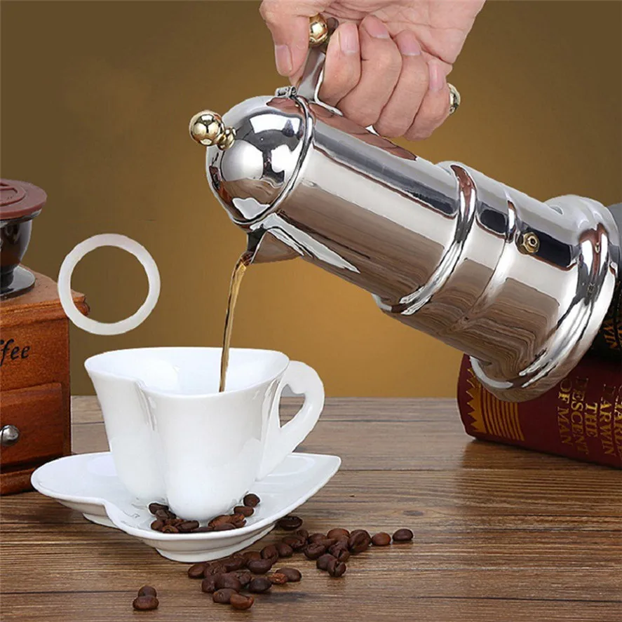Новый кофейник из нержавеющей стали 1 шт. 200 мл Moka эспрессо Кофеварка Перколятор