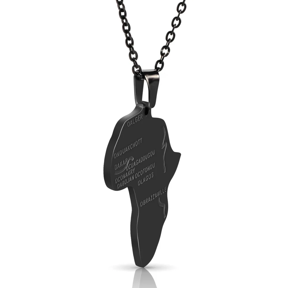 2018 модный креативный кулон Карта Африки из нержавеющей стали ожерелье хип хоп