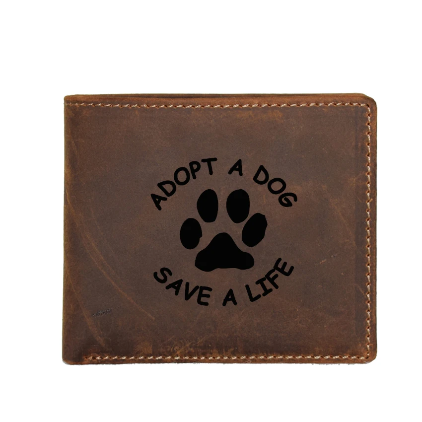 Выгравированные буквы Adopt A Dog Save Life короткий кошелек для мужчин из натуральной