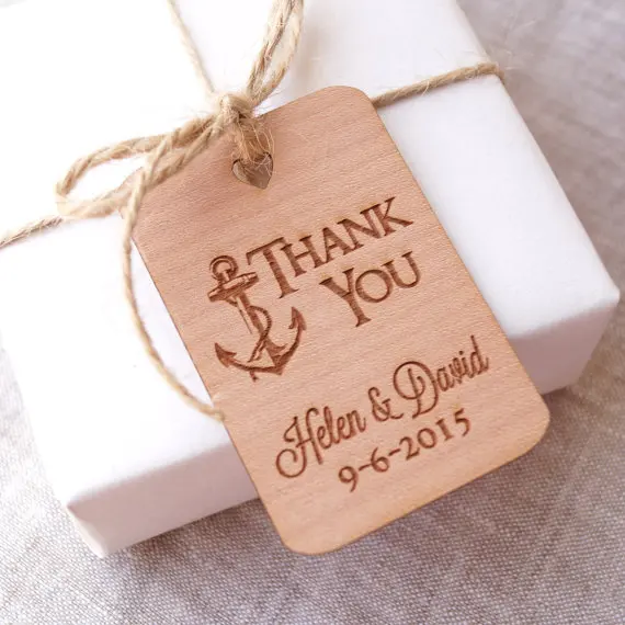 

personalized anchor Wood nautical wedding thank you gift favor hang tags engagement bridal shower party favors invitation labels