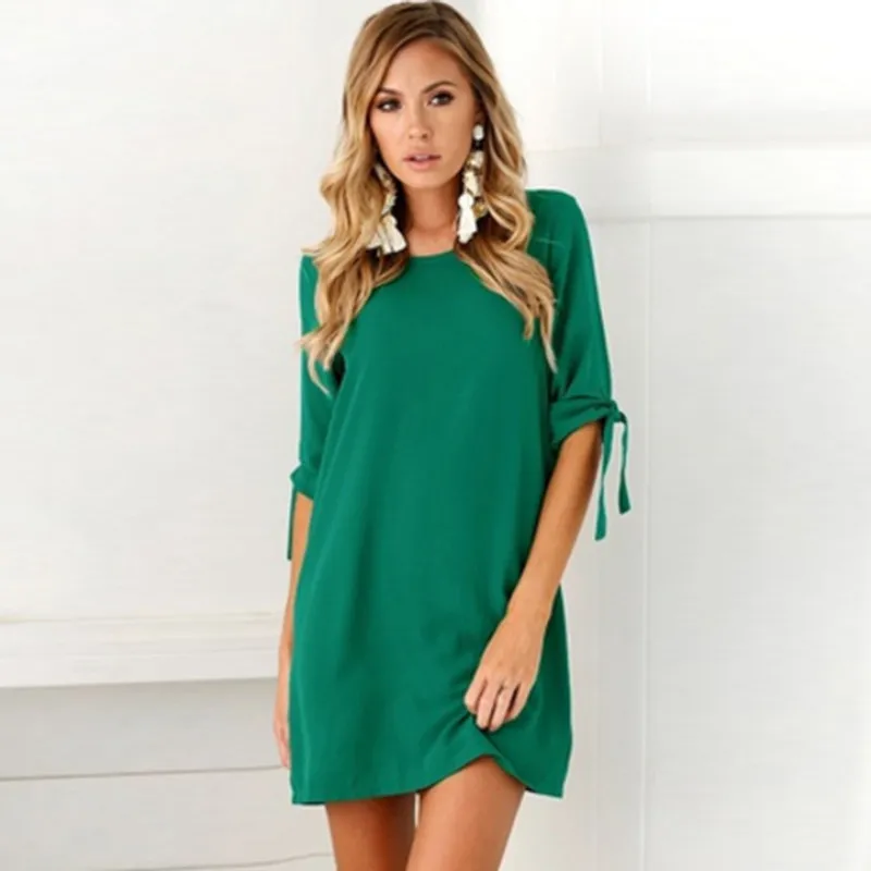 Сексуальное женское платье элегантное свободное тонкое летнее однотонное