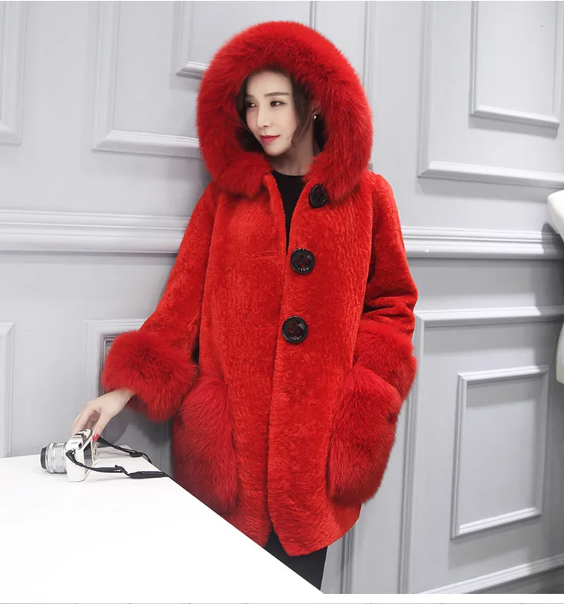 YOUMIGE 2016 new fur one female jacket in the long section of sheep cut shears coat XXXL | Женская одежда