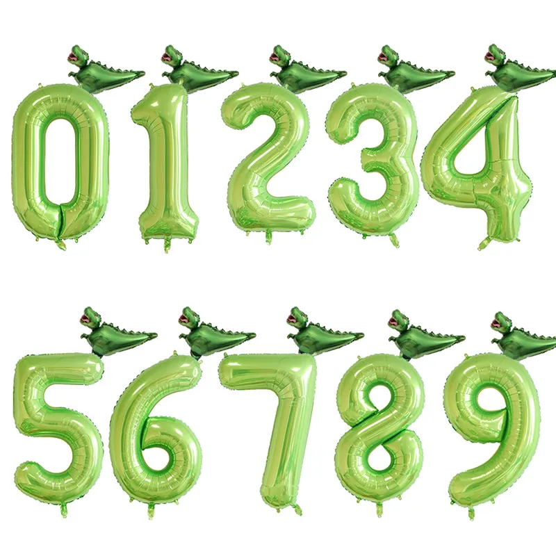 

2pcs Dinosaur 40inch Number Foil Balloons Green Number Balloon Jungle Party Helium balloon Boy Birthday Baby Shower Globos Decor