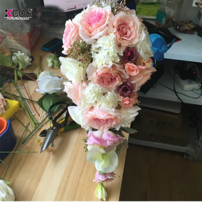 Pink Водопад белый розовый Свадебные цветы Свадебные букеты Искусственные Свадебные букеты букет - Цвет: Pink
