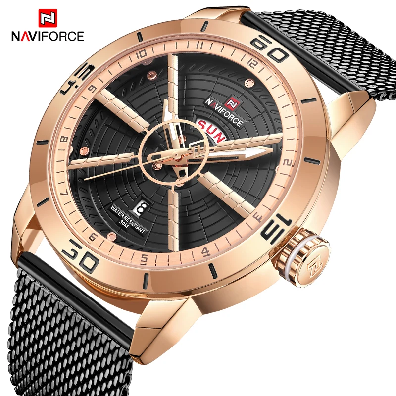 NAVIFORCE мужские деловые часы с электропластиной роскошные кварцевые наручные