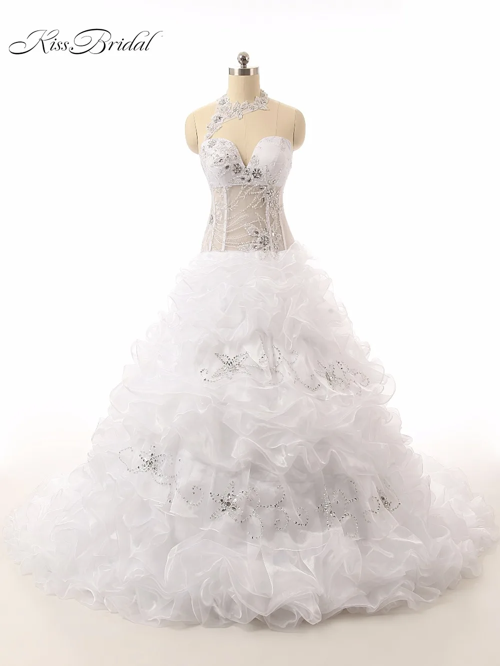 

Сексуальное бальное платье на заказ, свадебные платья принцессы с лямкой на шее, иллюзия бисера, новинка 2017, платье невесты, платье Noiva