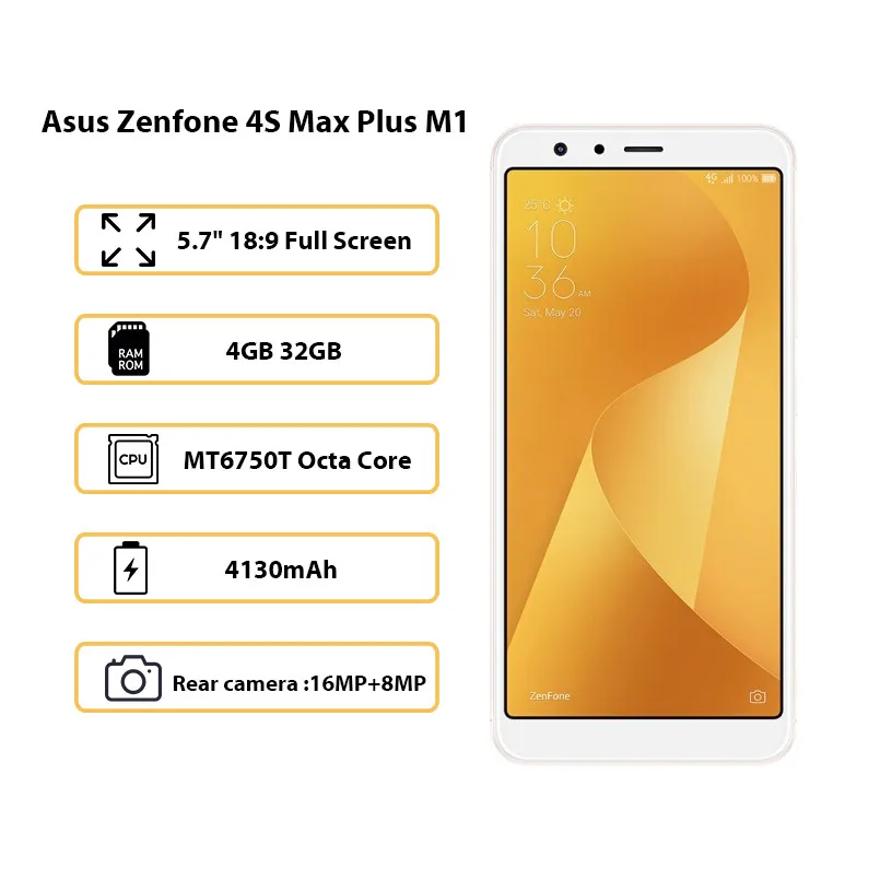 Asus Zenfone 4S Max Plus M1 Android 7 0 мобильный телефон 5 дюймов 4 Гб оперативной памяти 32G MT6750 Octa
